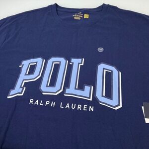 Polo Ralph Lauren Mens 2XB Navy Blue T-Shirt NEW Graphic Spellout Big & Tall